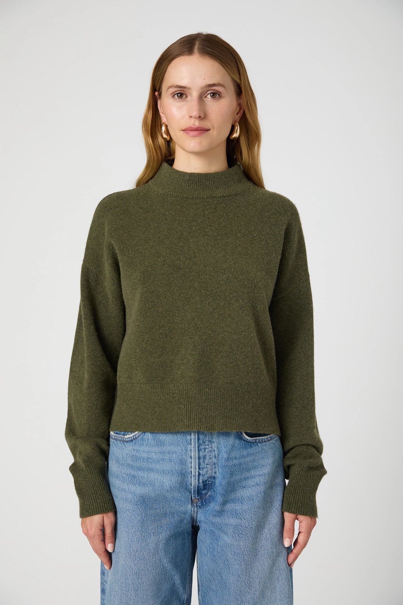 Vhari Crew Neck Jumper in Olive Night