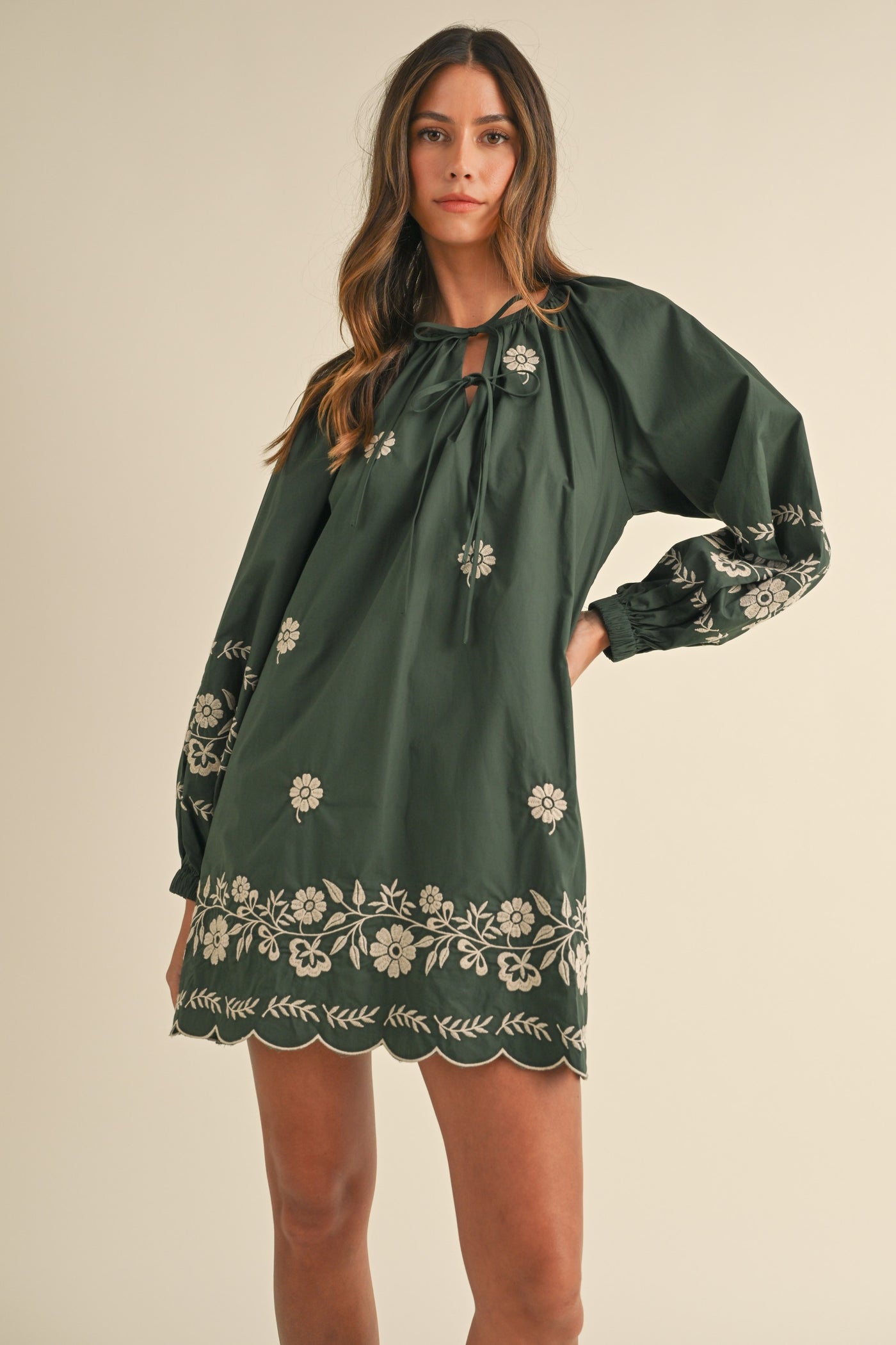 Belle Mini Dress in Hunter Green