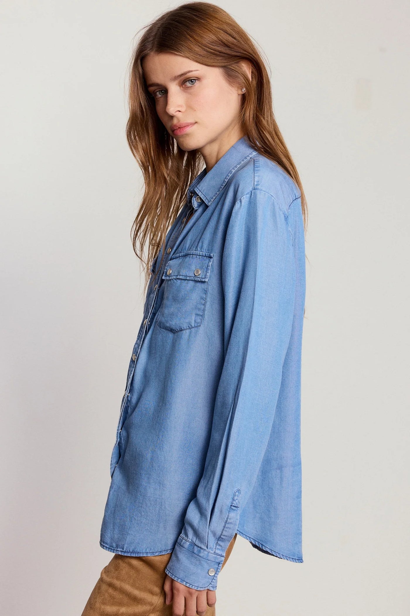 The Denim Shirt in Pearl Snaps