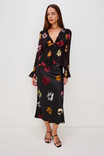 Anya Skirt in Onyx Blurred Floral