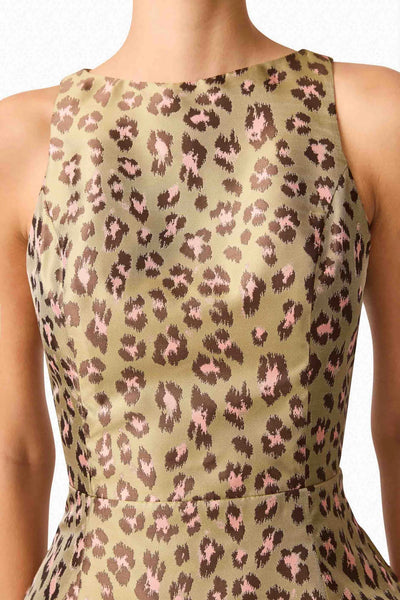 Elara Tulip Mini Dress in Leopard