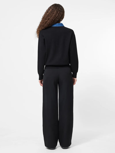 Denim Collar Sweater in Black/Denim Blue