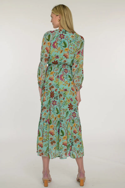 Hallie Dress in Exotic Flower Aquamarine