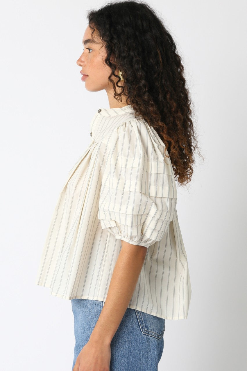 Lainey Stripe Shirt in Ivory/Black