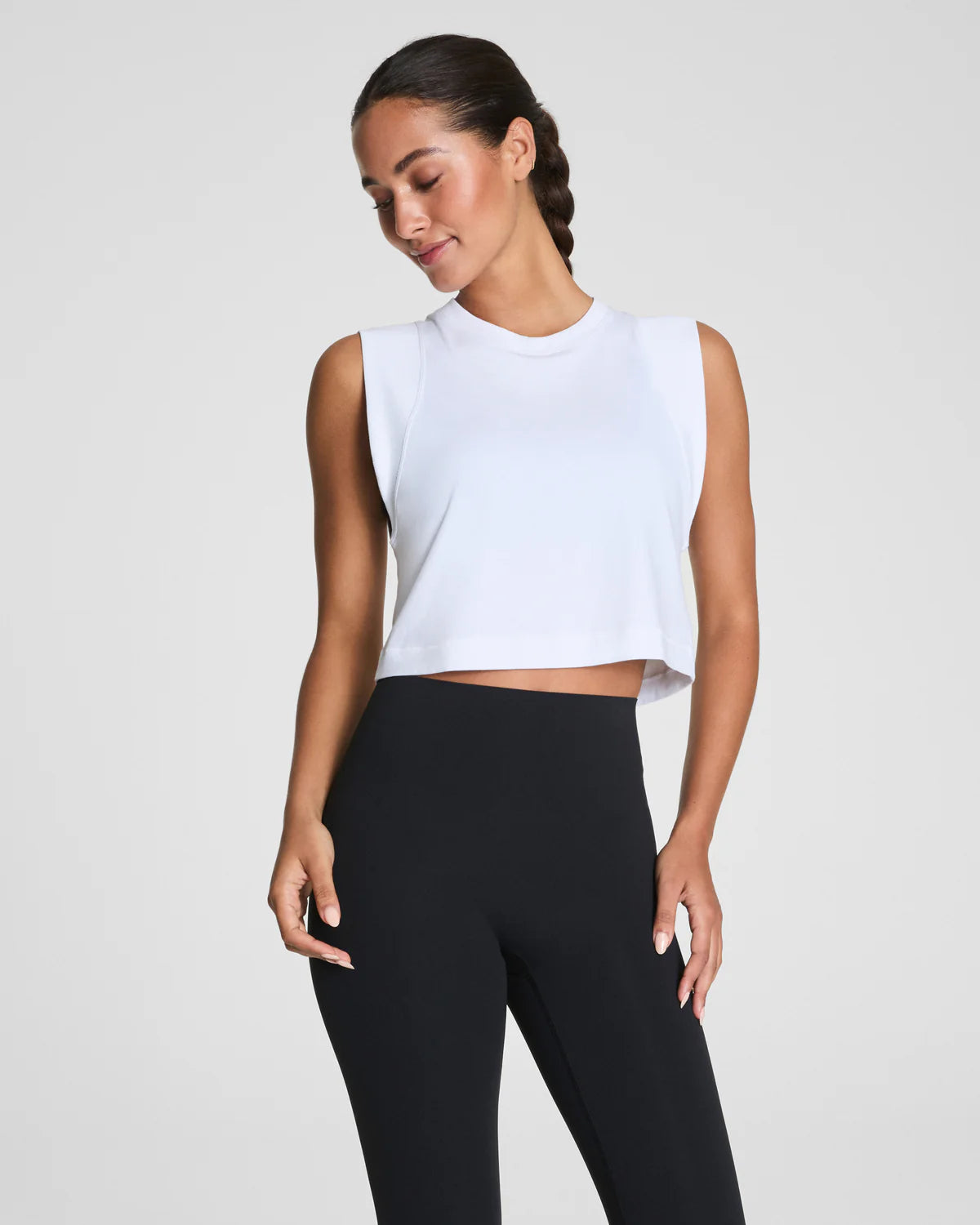 Outpace Cropped Tank in Vivid White