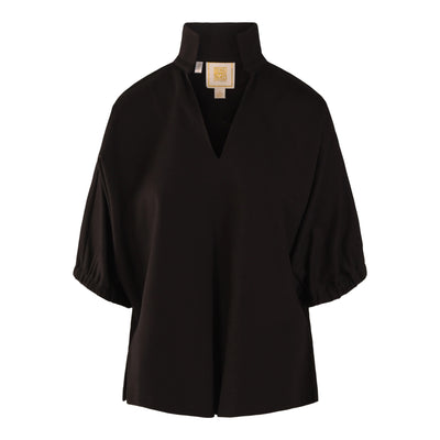 Poppy Top in Black Cotton Poplin
