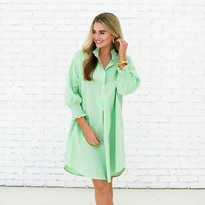 Kimberly Dress in Green Gingham