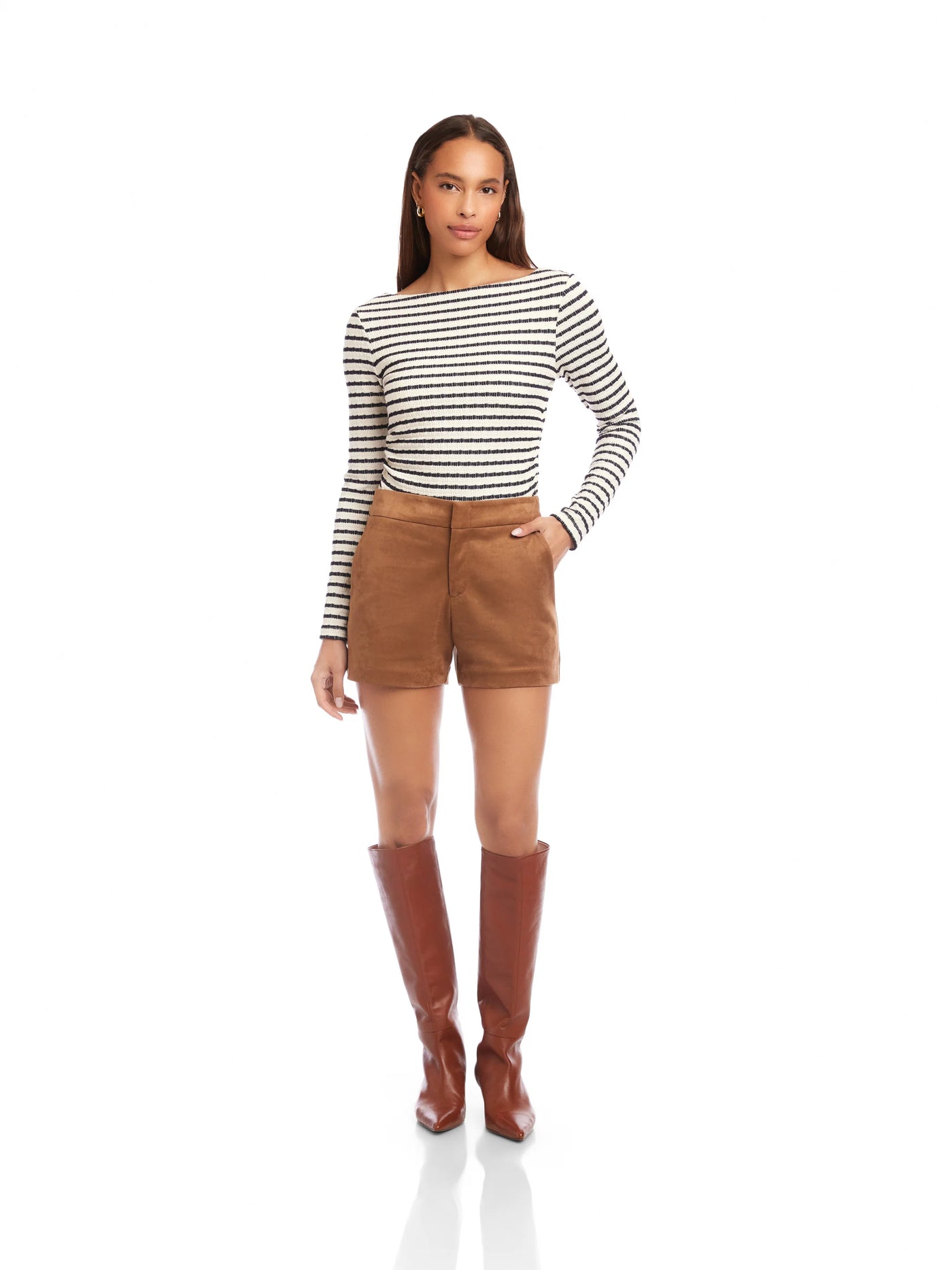 Faux Suede Modern Shorts in Cognac