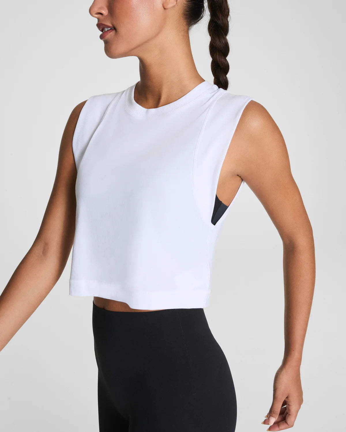 Outpace Cropped Tank in Vivid White