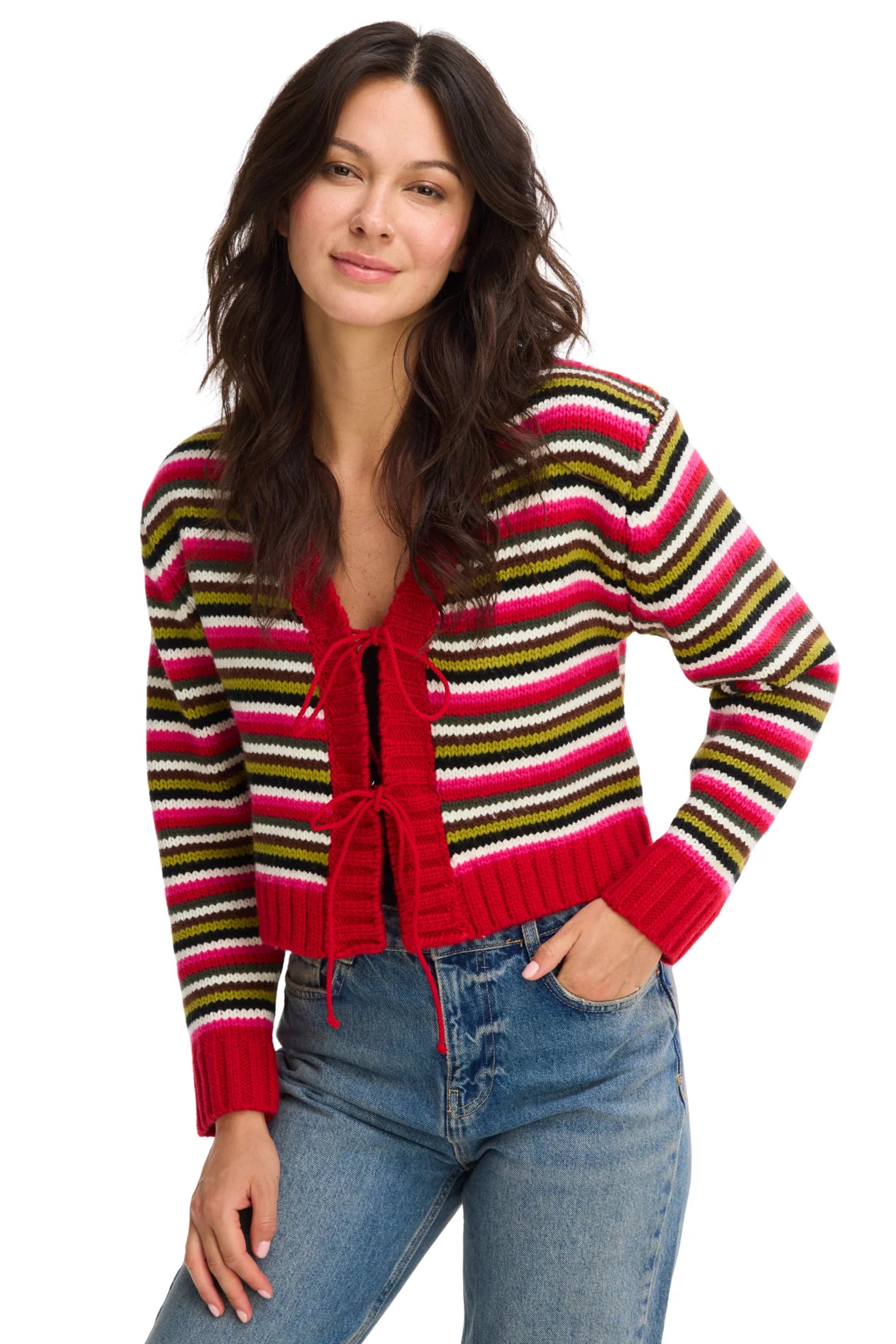 Hailey Cardigan in Red Multi