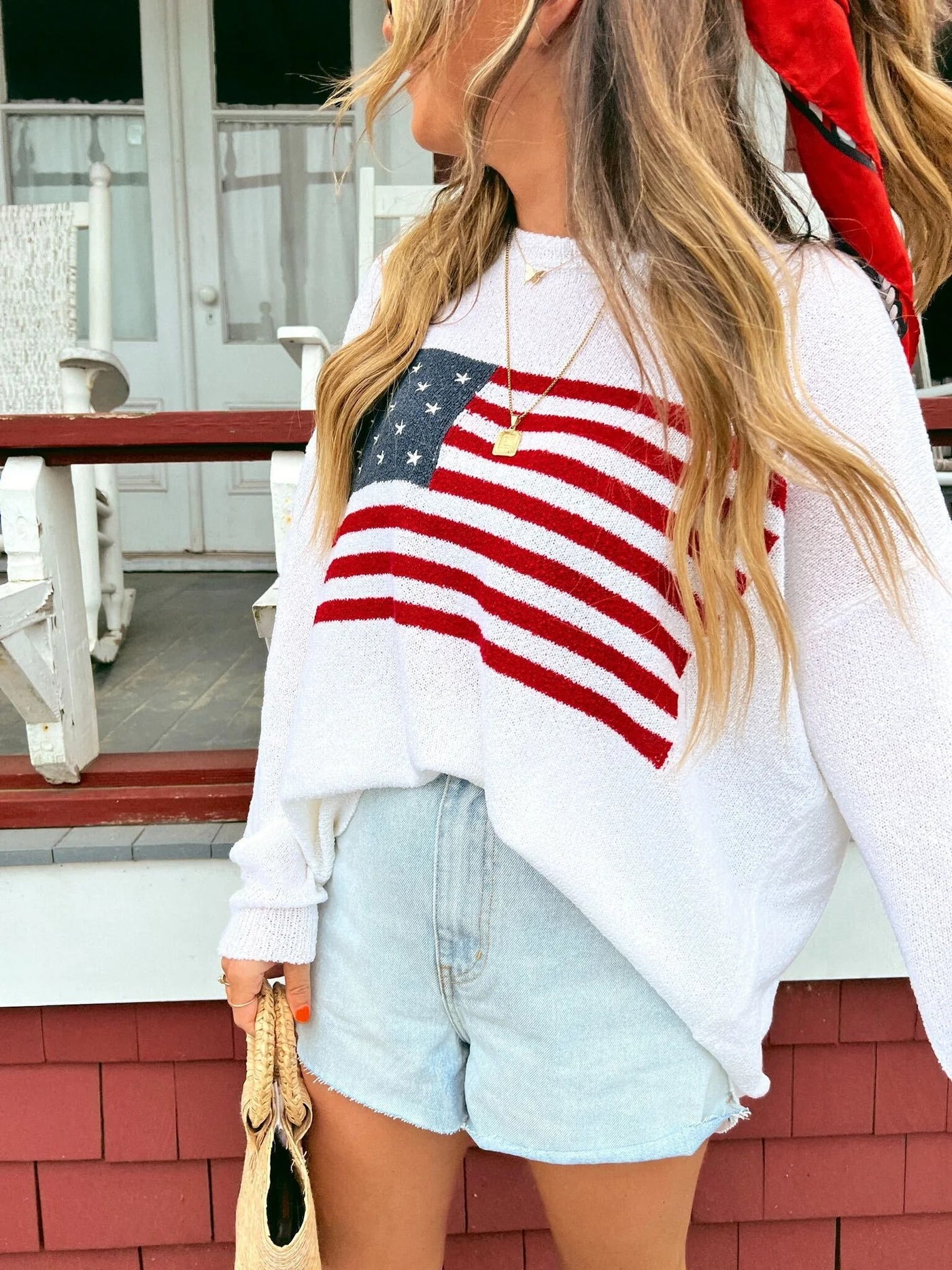 Woodsy Sweater in American Flag Knit
