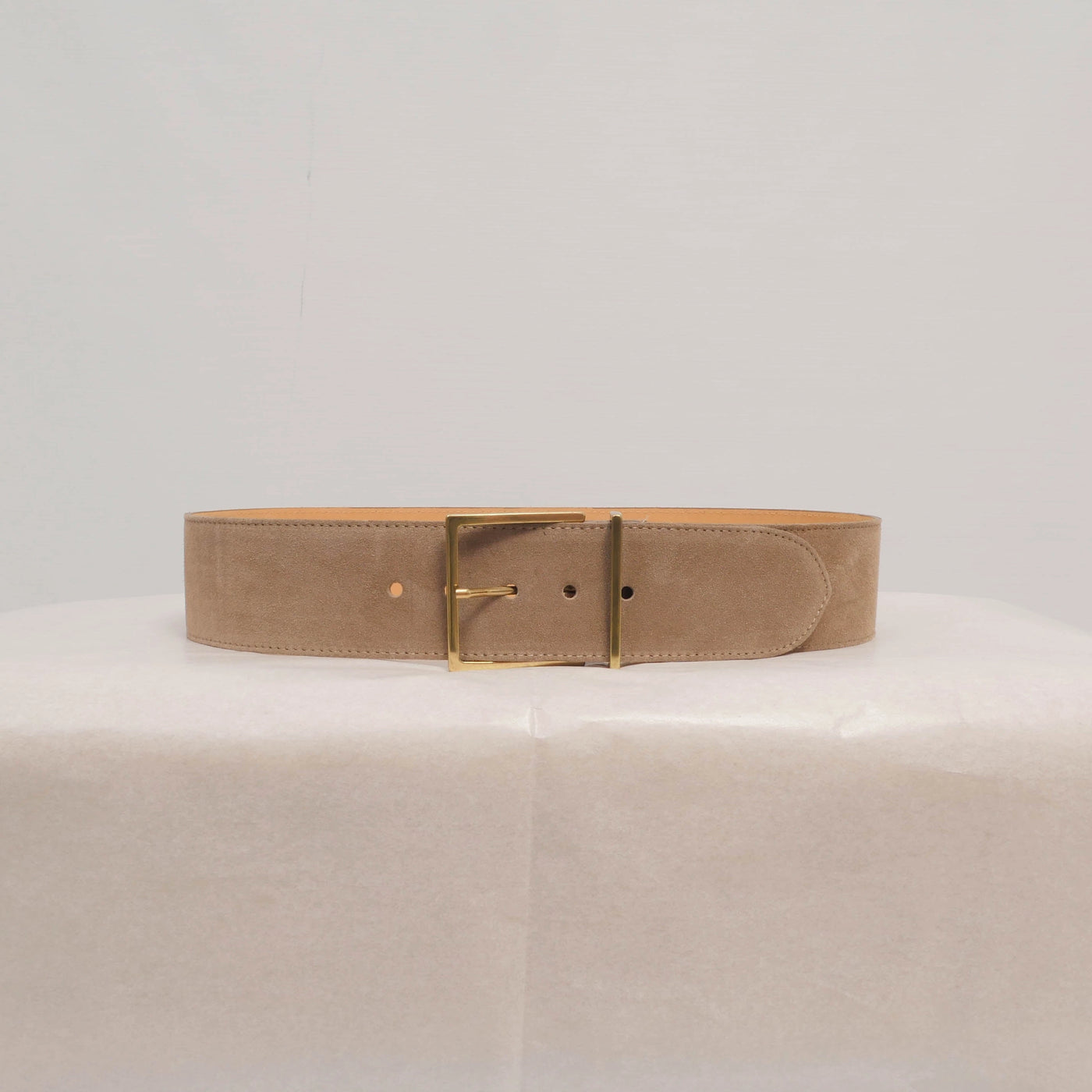 Suede Leather Belt in Taupe