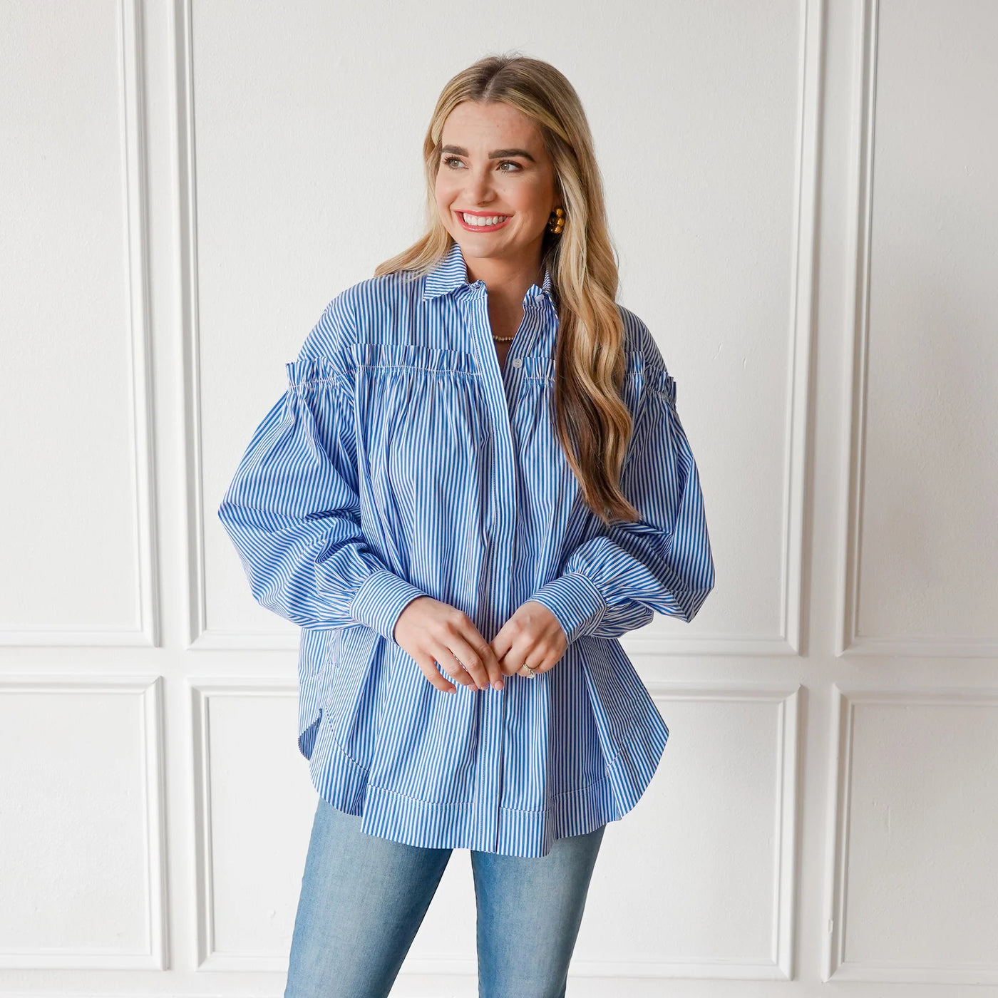 Miriam Top in Royal Stripe