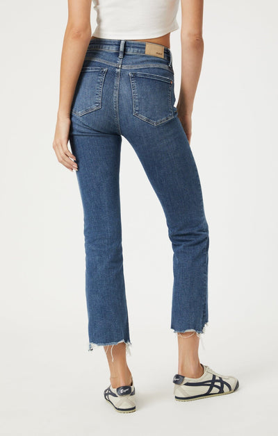 Anika Cropped Flare Jeans in Mid Flex Blue