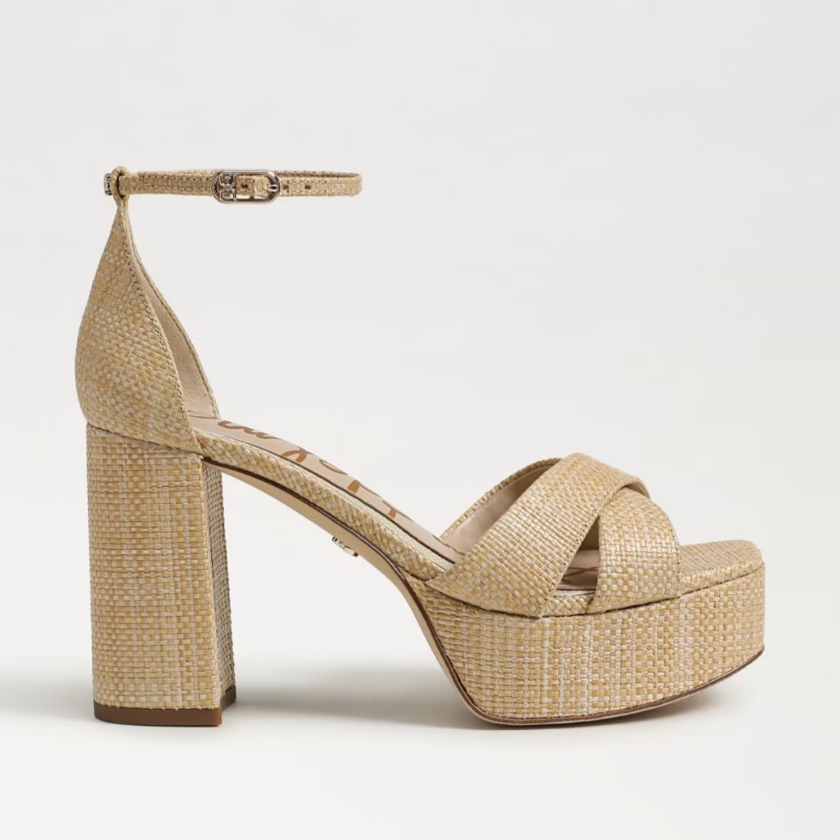 Jullian Platform Heel in Bleached Beachwood Weave