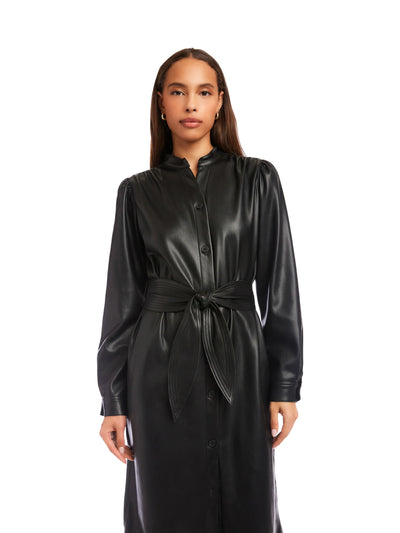 Jennifer Faux Leather Dress in Black