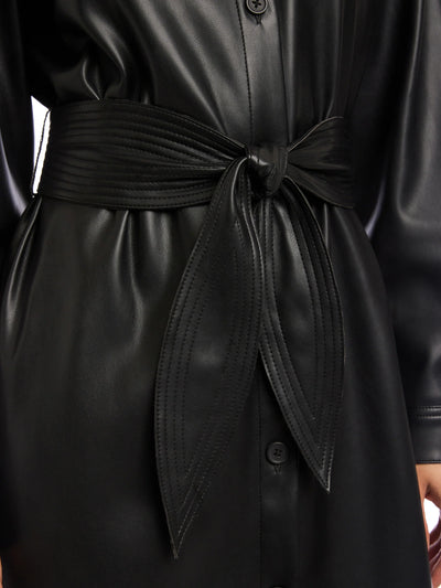 Jennifer Faux Leather Dress in Black