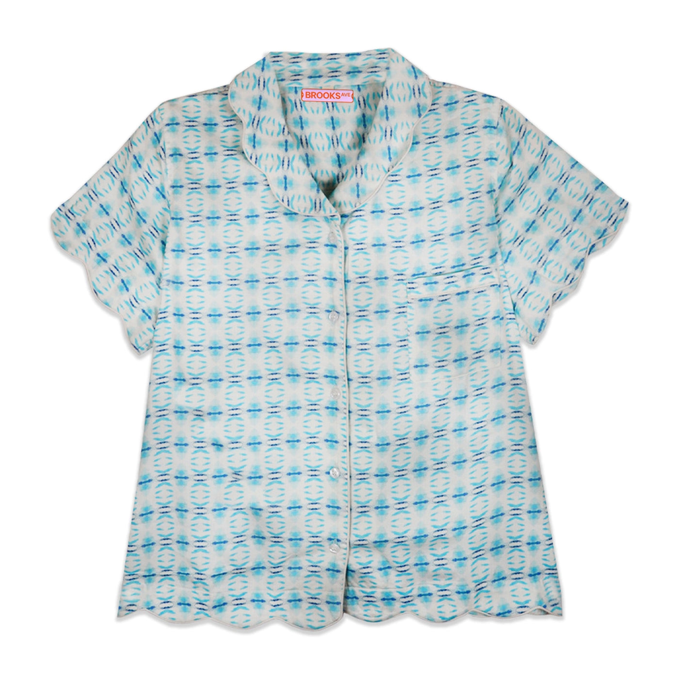 Scalloped Pajama Short Set in Cameron Blue