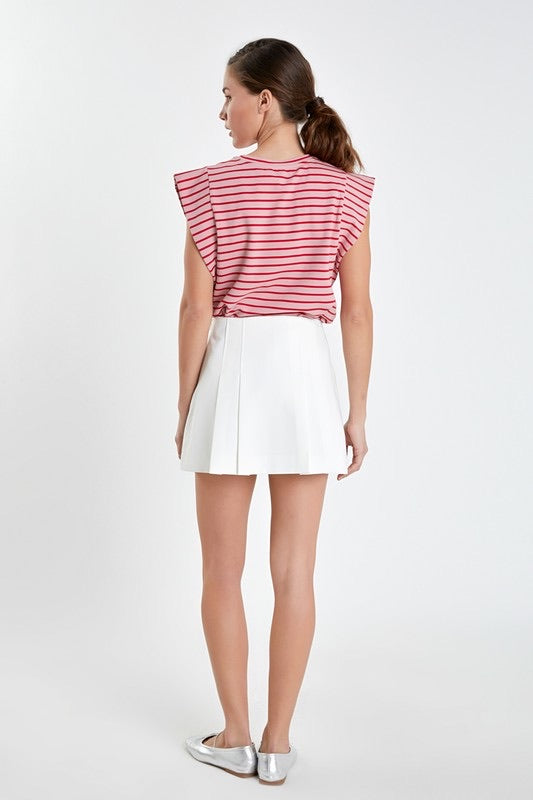 Stripe Sleeveless Tee in Pink/Red