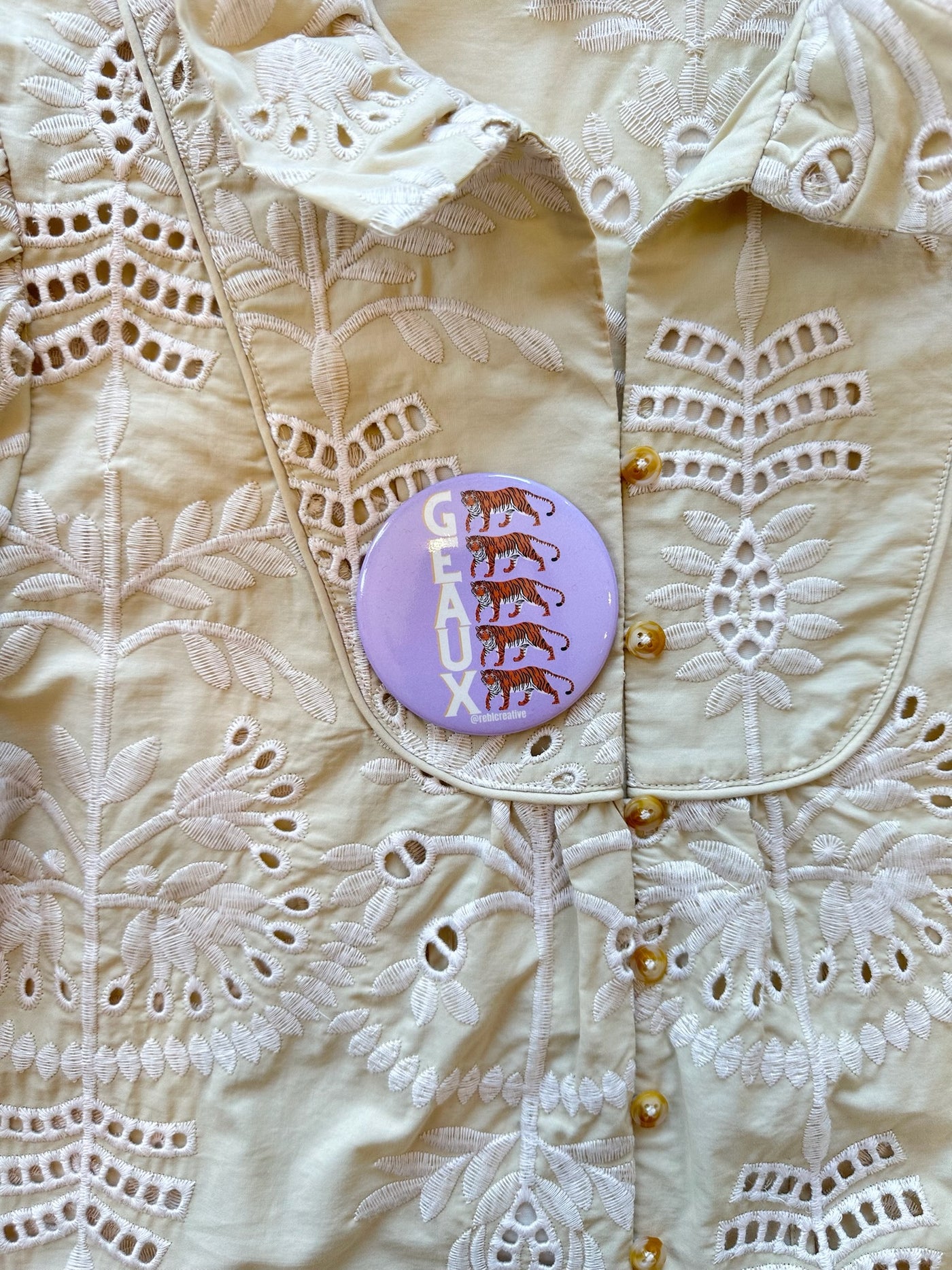 "Geaux" Game Day Button in Lavender