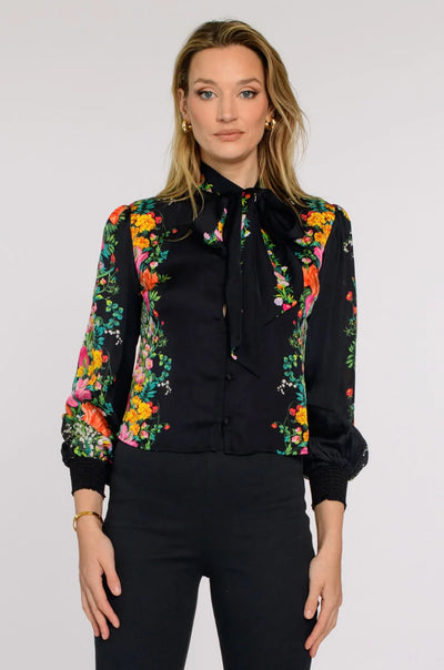 Brit Bow Blouse in Centerpiece Black