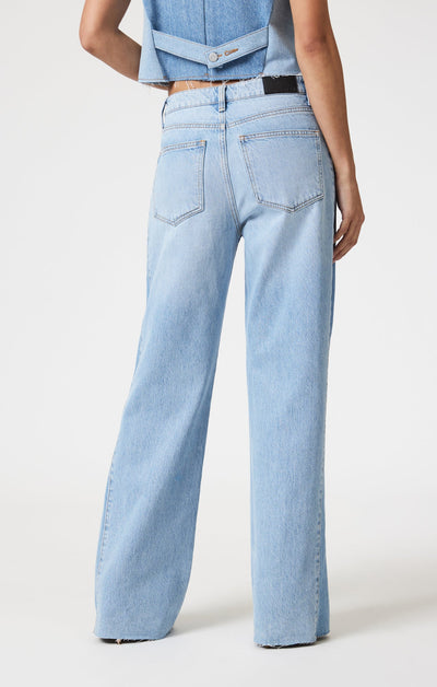 Malibu Wide Leg Jeans in Blocked Denim