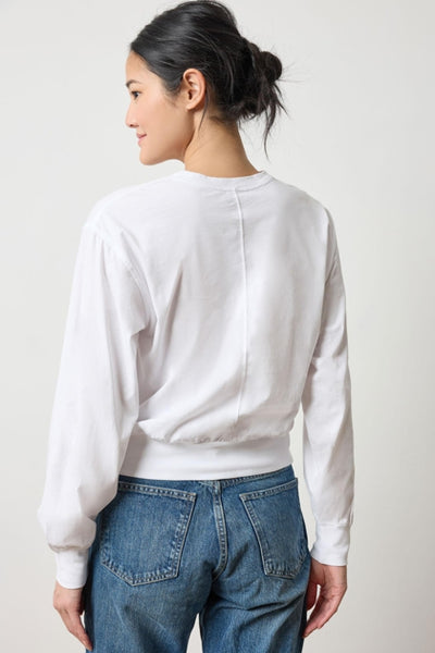 Ribbed Trim Easy Crew in White