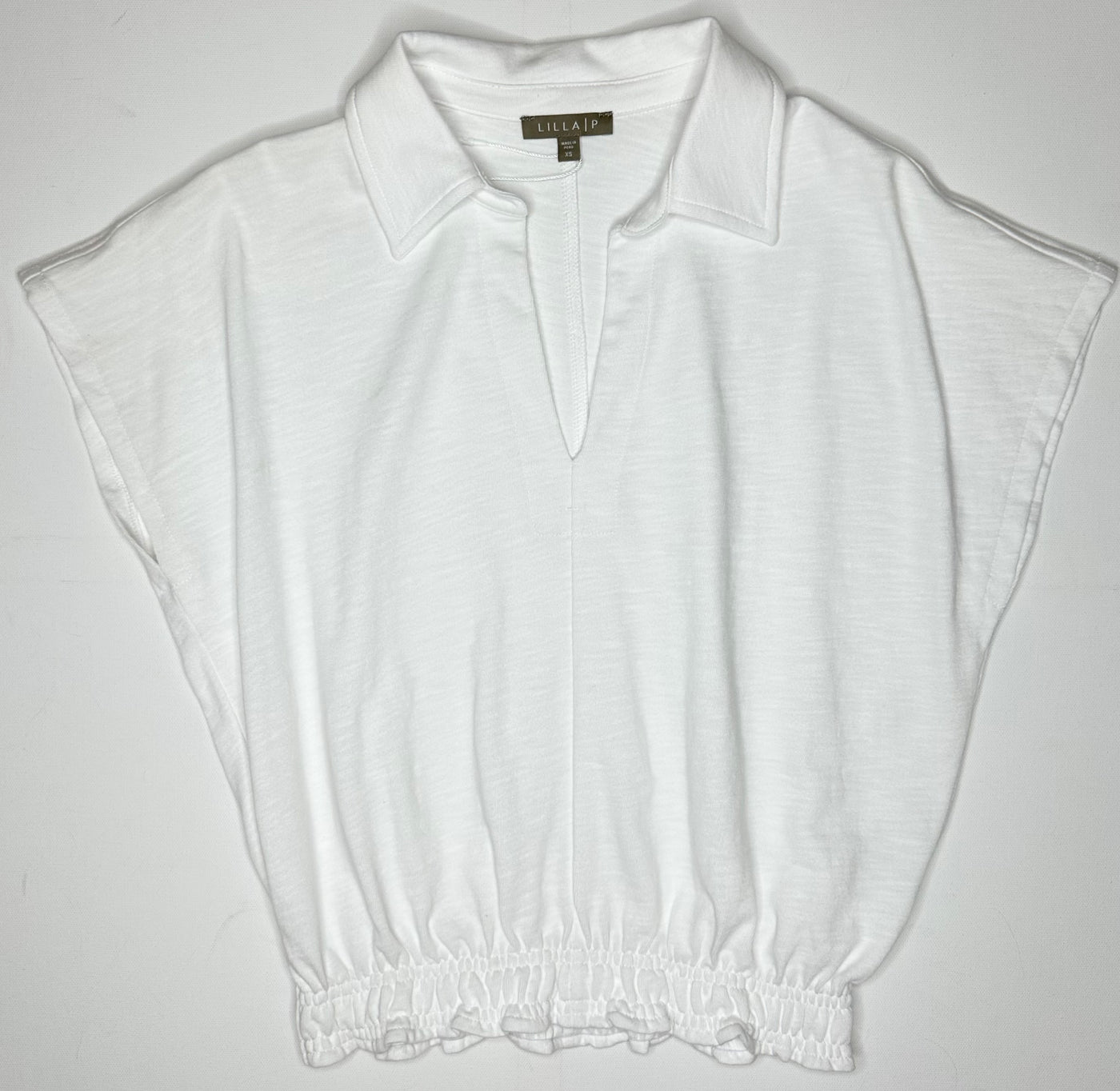 Elastic Hem Polo in White