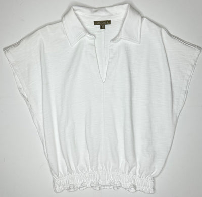 Elastic Hem Polo in White