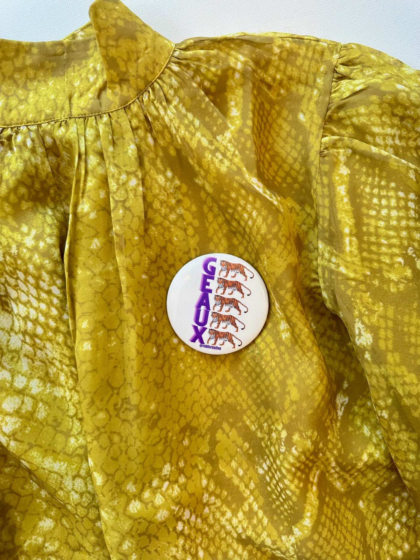 "Geaux" Game Day Button in Cream
