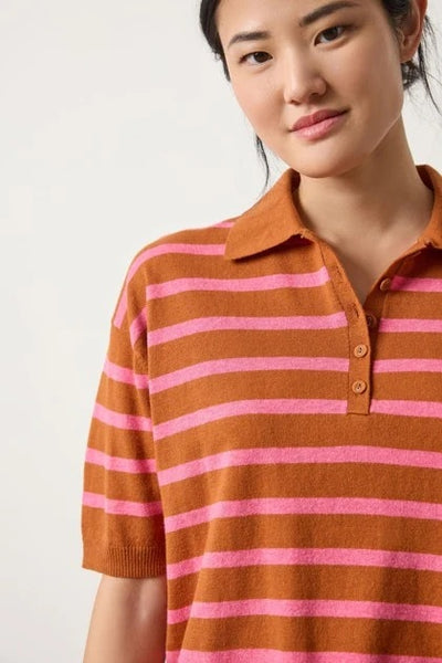 Drop Shoulder Polo Neck Sweater in Sierra/Calypso