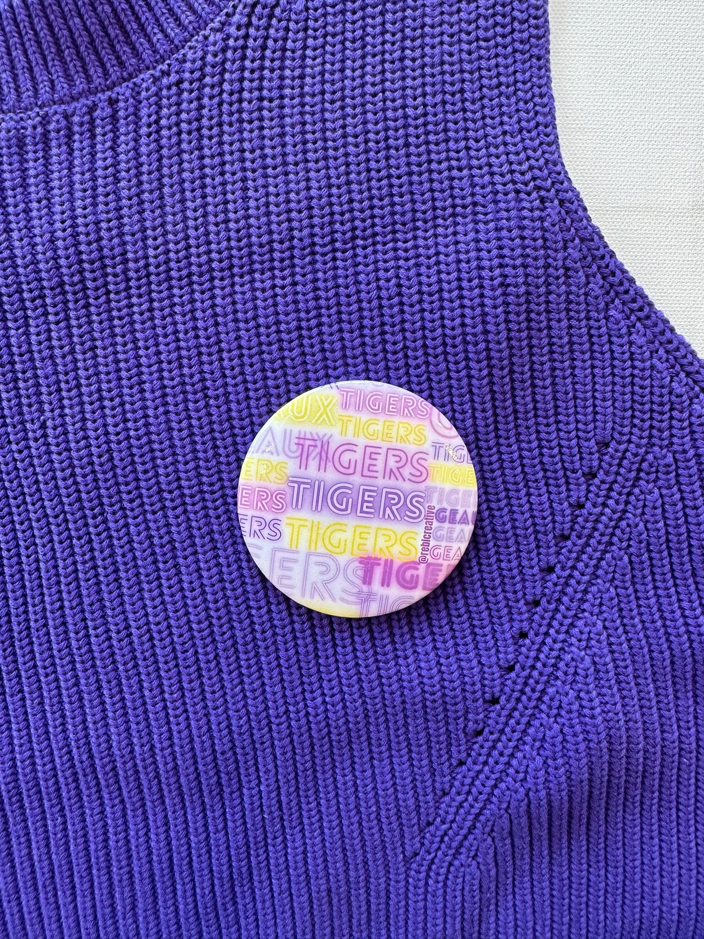 "Geaux Tigers" Game Day Button in Neon Letters