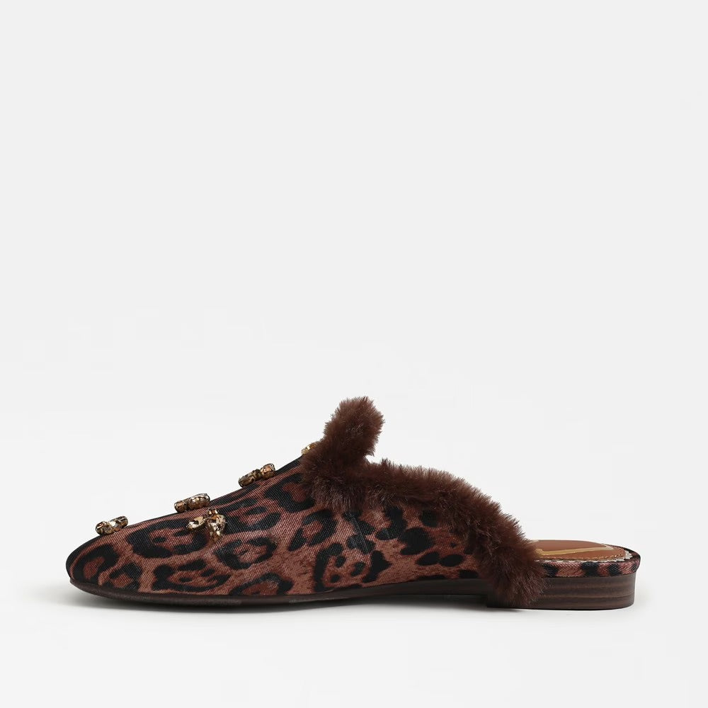 Tillie Cozy Mule in Leopard Print
