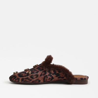 Tillie Cozy Mule in Leopard Print