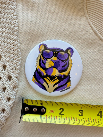 Team Tiger Game Day Button in Purple/Gold