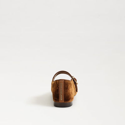 Michaela Mary Jane Flat in Spiced Carmel Brown Velvet