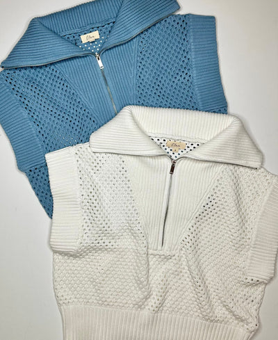Allie Zip Up Sweater in Blue