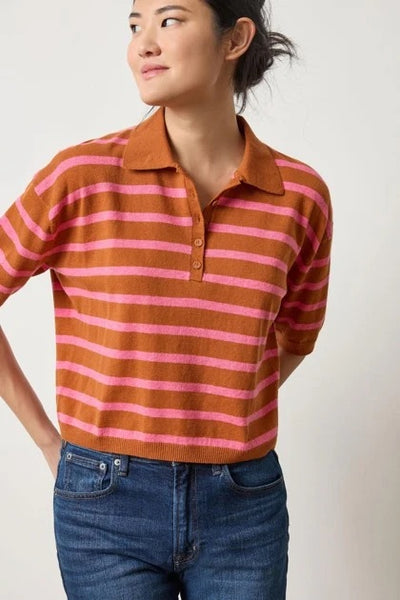 Drop Shoulder Polo Neck Sweater in Sierra/Calypso