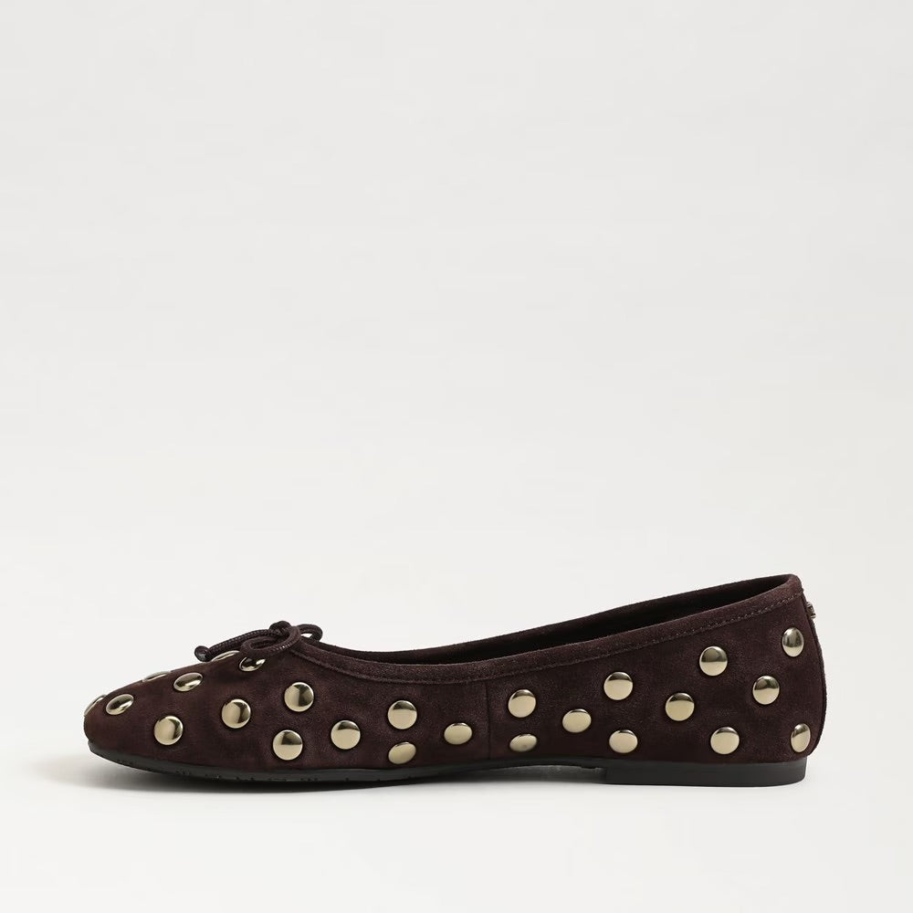 Alie Studded Ballet Flat in Cafe Noir Suede