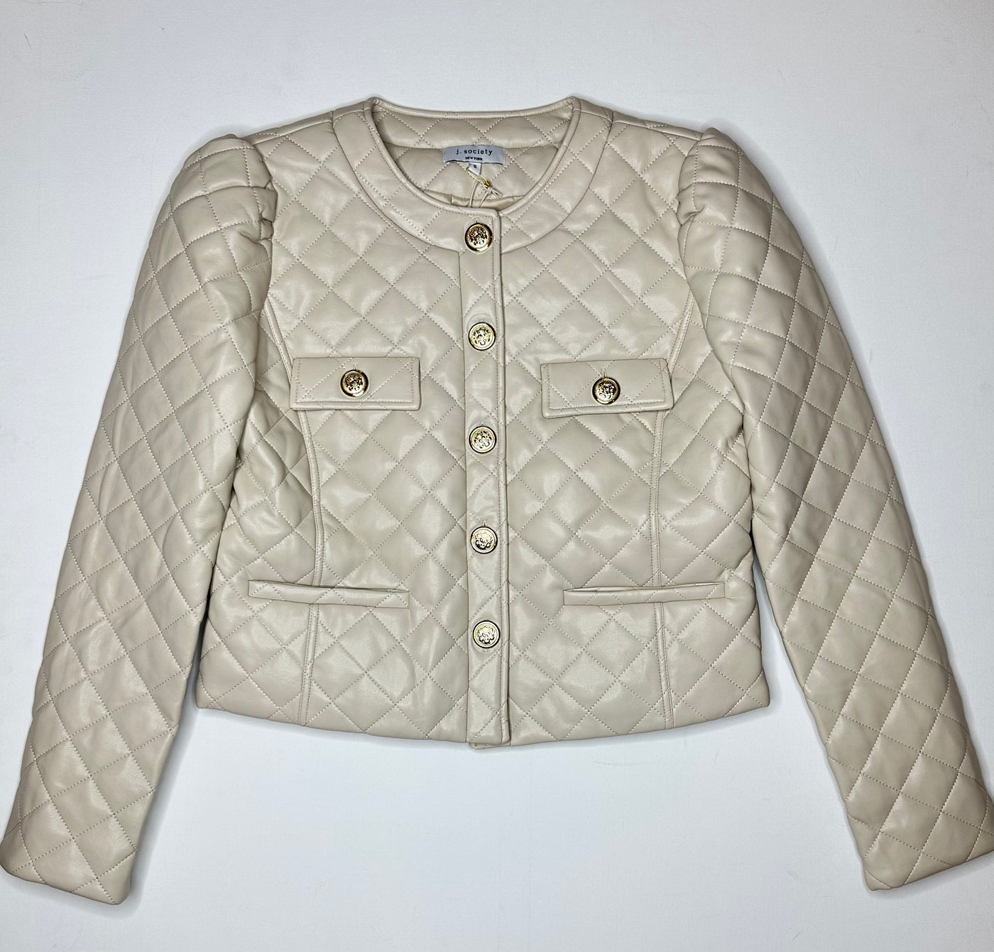 Quilted Cropped Jacket in Natural