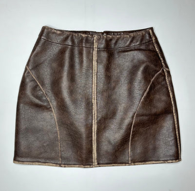 Mini Faux Leather Skirt in Dark Brown