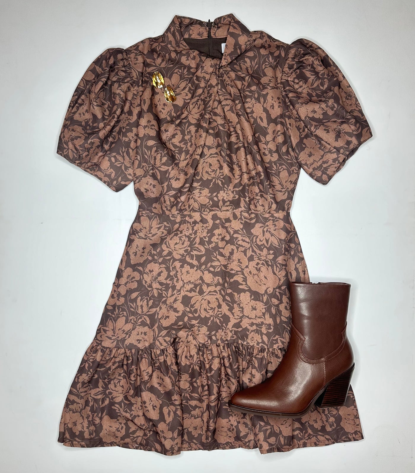 Mira Mini Dress in Coffee/Tan