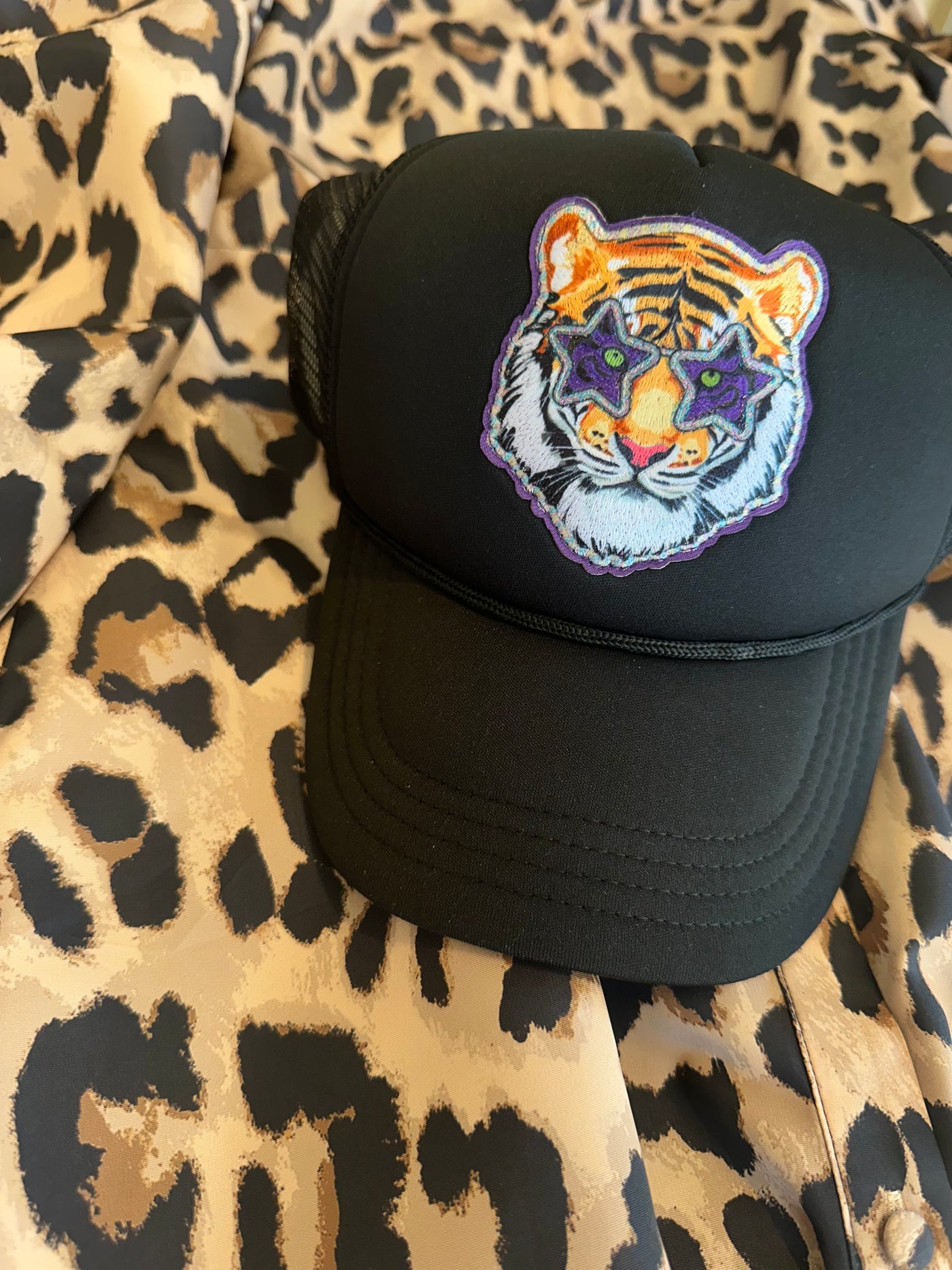 Tiger Trucker Hat in Black