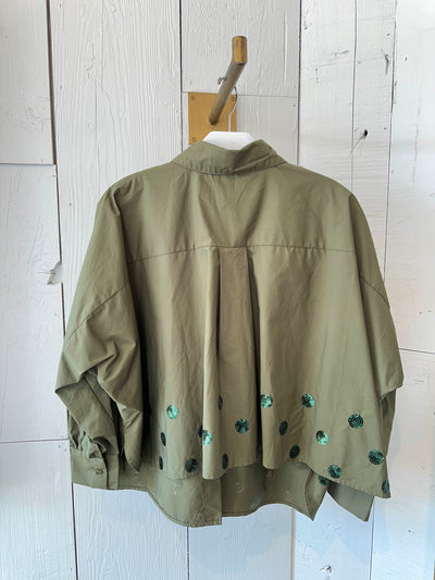 Abby Swing Sequin Top in Olive