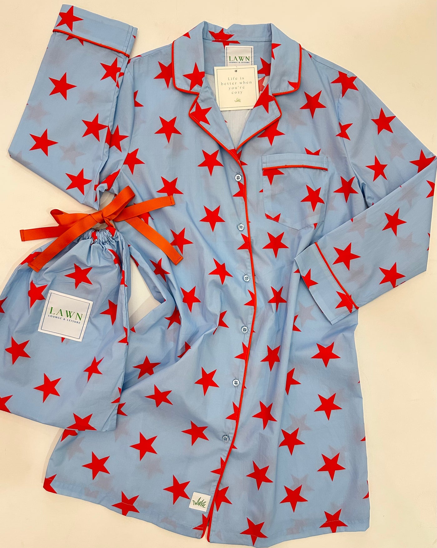 Star Sleep Shirt in Blue/Red