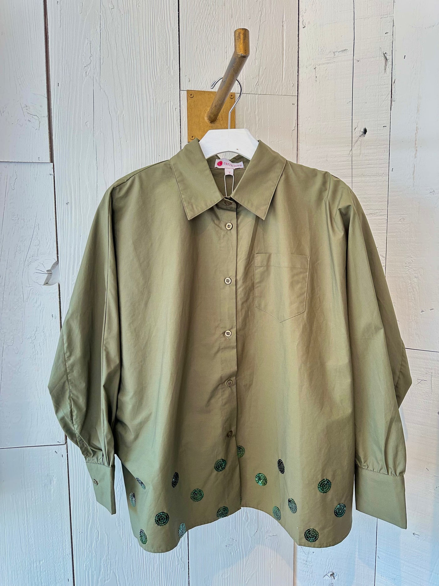 Abby Swing Sequin Top in Olive