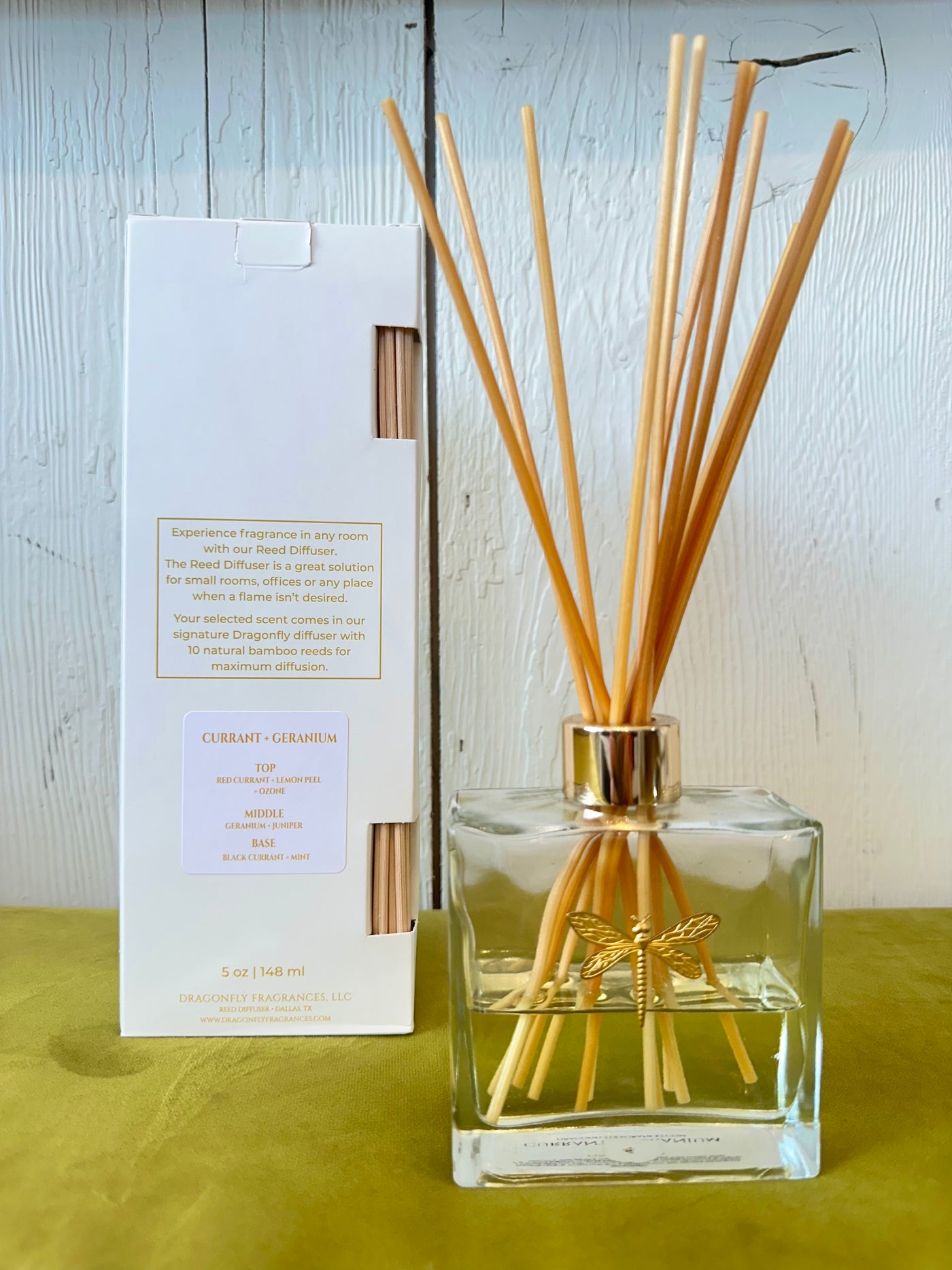 Gold Reed Diffuser in Currant + Geranium
