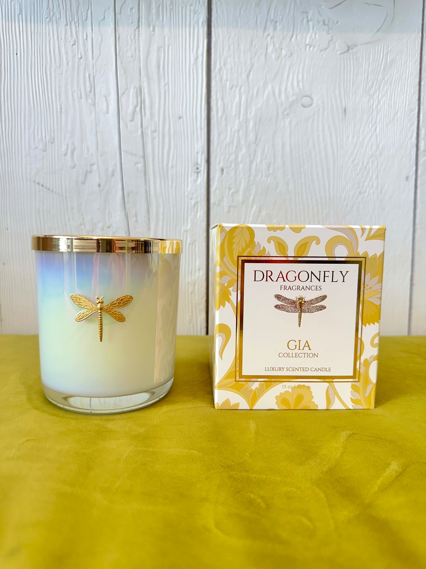Gia Candle Iridescent White in Driftwood+Sea Salt