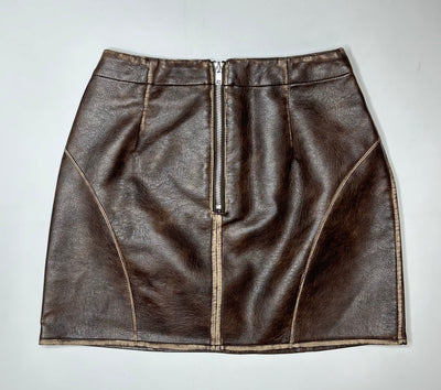 Mini Faux Leather Skirt in Dark Brown