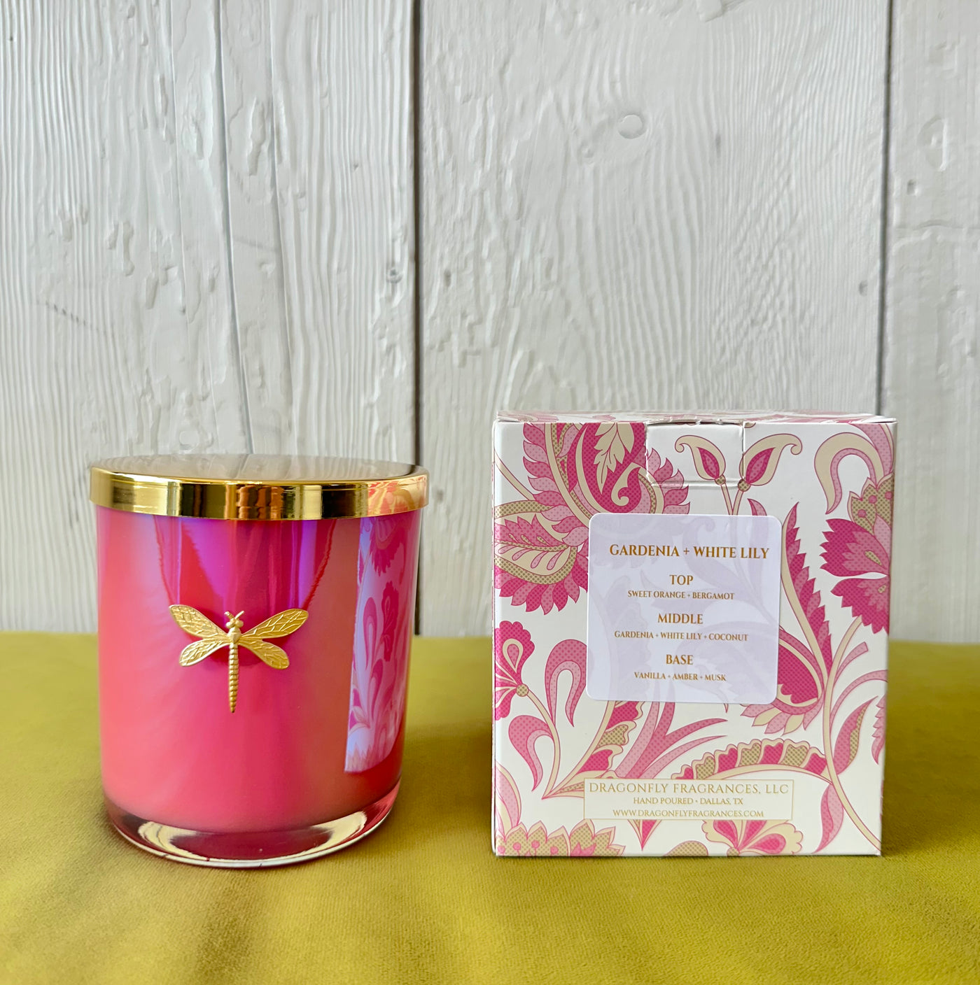 Gia Candle Iridescent Pink in Gardenia+Water Lily